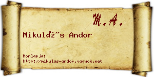 Mikulás Andor névjegykártya