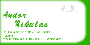 andor mikulas business card