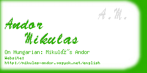 andor mikulas business card